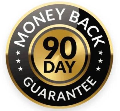 90-day satisfaction guarantee logo showing easy and hassle-free returns